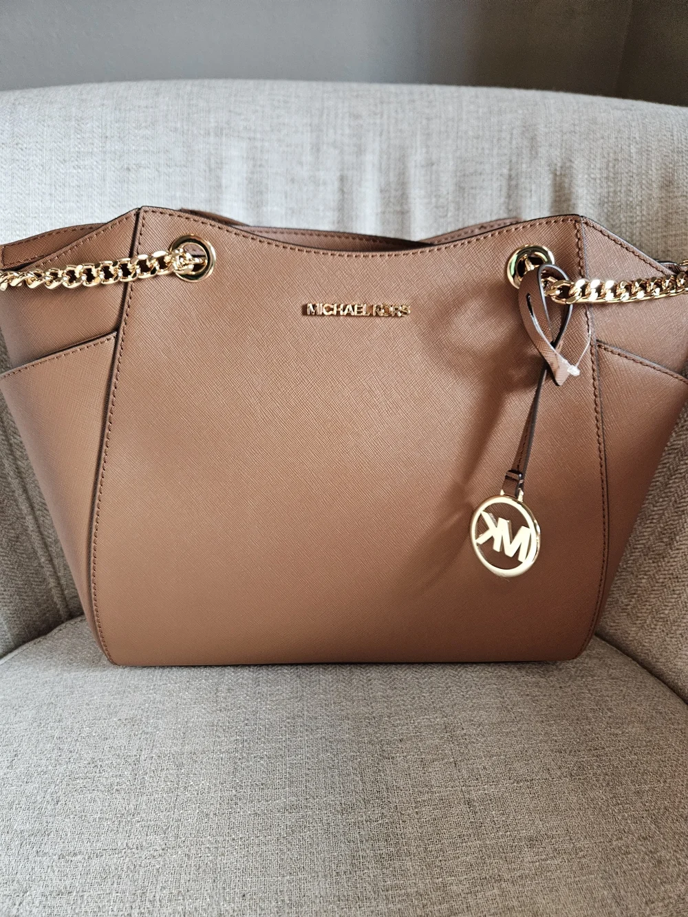 Michael Kors Tan Leather Crossbody Bag - Gold Hardware